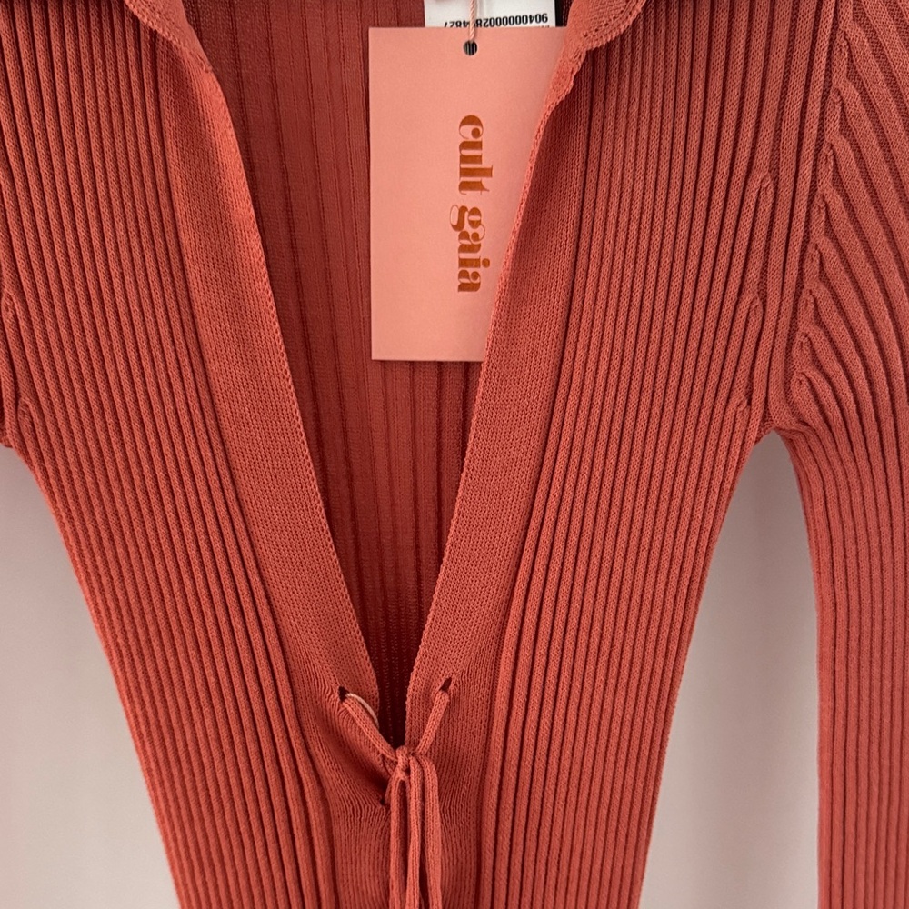 Rust Ribbed Knit Cardigan - Picture 3 of 3